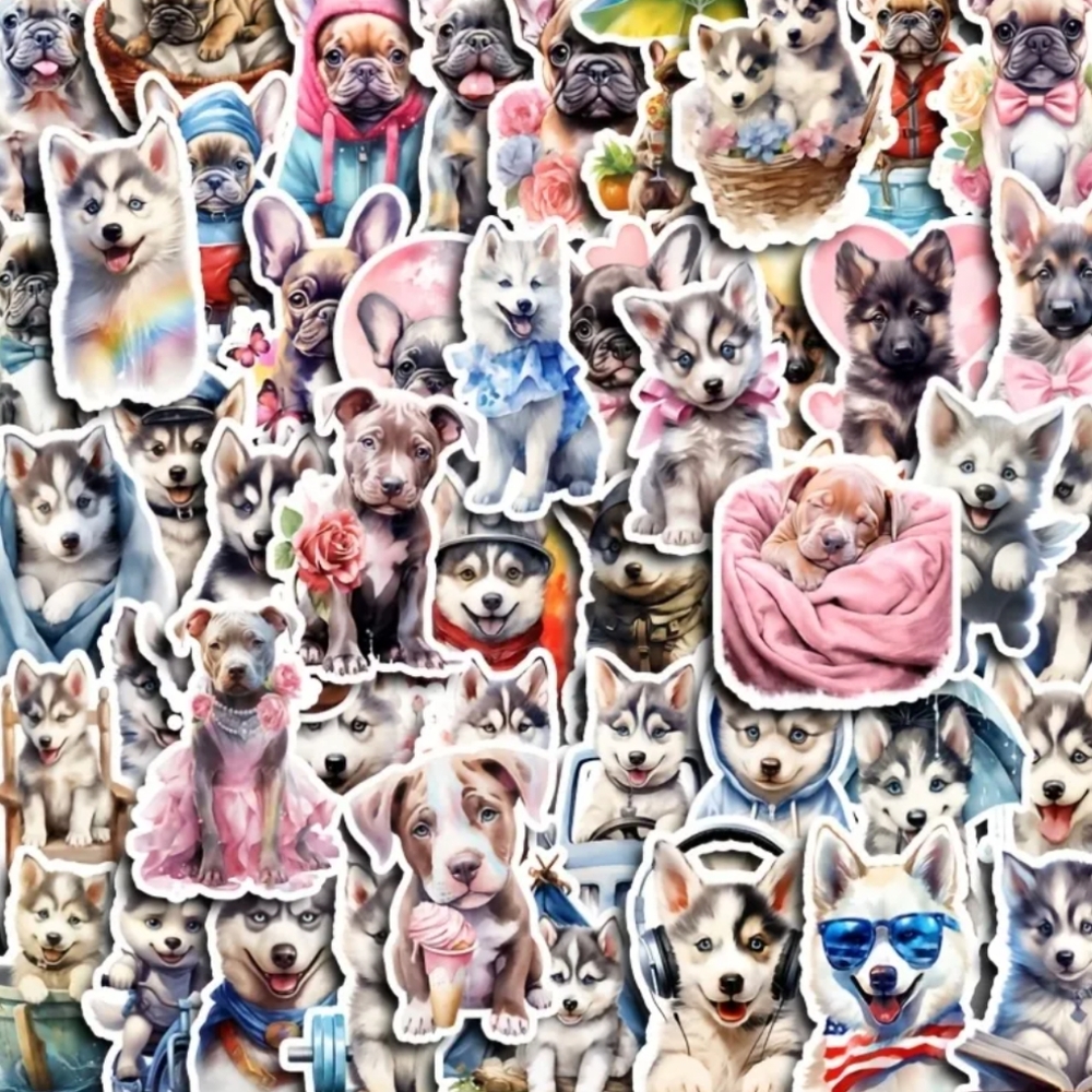 Vibrant Dog Breed Sticker Design Collection